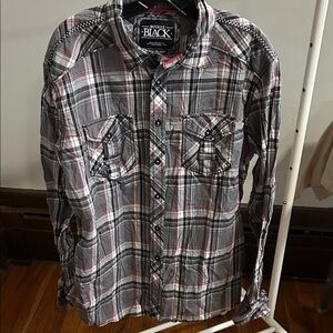 Buckle Black Multicolor Plaid Button-Down Shirt
